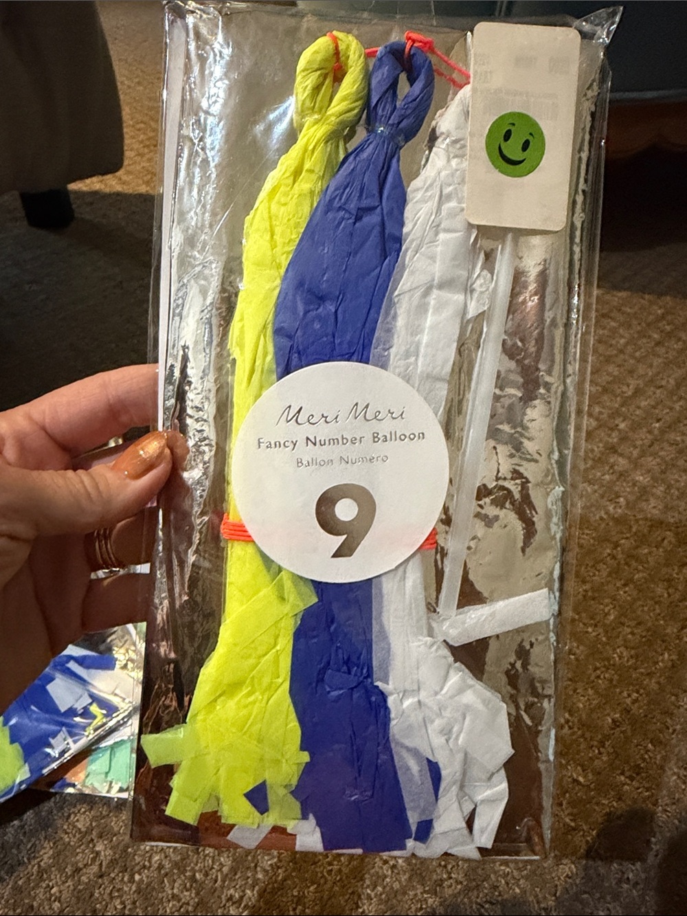 Meri Meri Silver Fancy Number 9 Balloon with Tassel ~ Birthday Celebration!